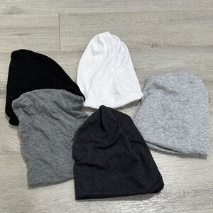Set of Five Beanies in Neutral Colors